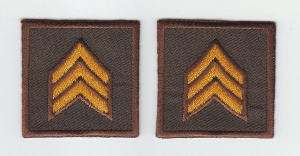 SGT Sergeant Chevron DARK GOLD on BROWN collar patches SOLID STYLE 1.5" LARGE